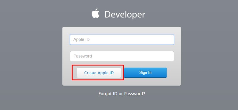 Форма Create Apple ID