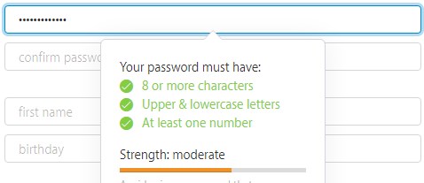 проверка пароля при регистрации